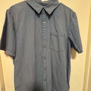 Calvin Klein Jeans Blue Check Short-Sleeve Button-Down Shirt Size Large